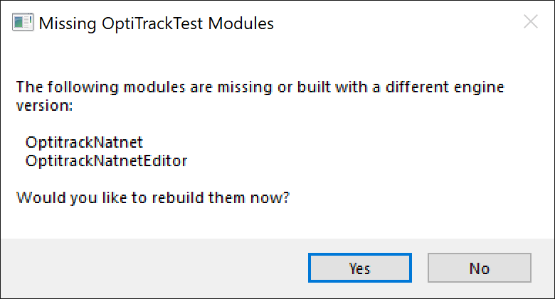 Unreal Engine missing modules dialog