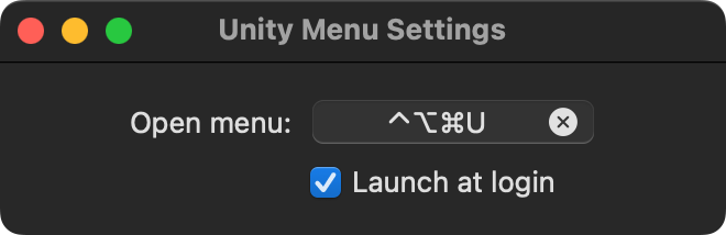 Unity Menu global keyboard shortcut