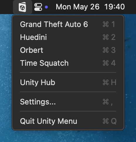 Unity Menu
